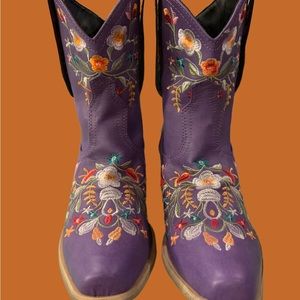 Embroidered Purple Women's Boots
